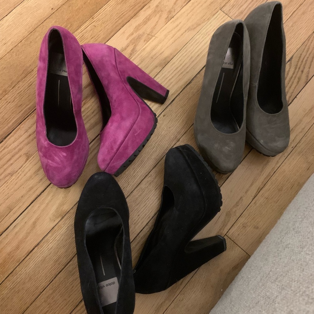 Dolce Vita Pink and Black Heels with Chunky Heel